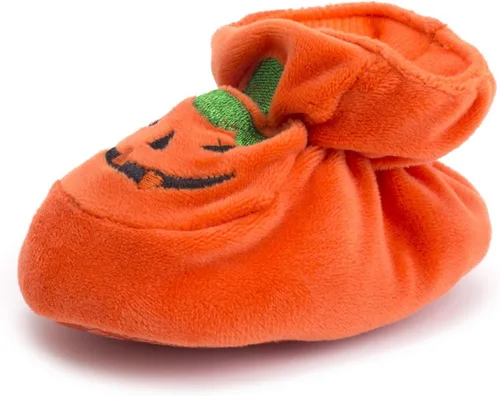 Vista 2 de Luckinbaby Botines de calabaza de Halloween para recién nacidos, para bebés, niños y niñas, unisex, con suela suave, para cuna