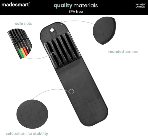 Vista 4 de madesmart Tapete para cuchillos de alta calidad, organizador de ranura de agarre suave para 5 cuchillos, inserto de cajón antideslizante que protege