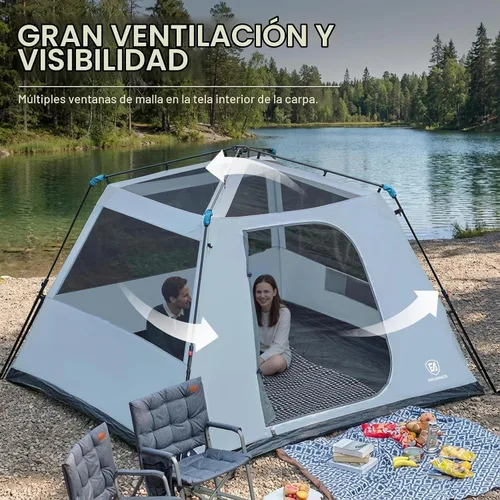 Vista 5 de EVER ADVANCED Blackout 6 Person Camping Tent, Instant Cabin Tent for Family with Vestibule and Large Mesh Windows, 60s Easy Setup, Double Layer