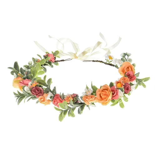 Vista 8 de Corona de flores suculentas, eucalipto, halo de boda, diadema floral, accesorio para fotos (B-blanco)