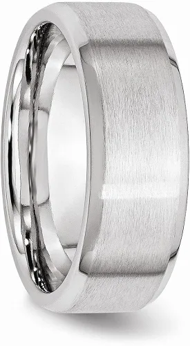 Vista 4 de Anillo liso liso de cobalto biselado borde 0315in para hombre liso clásico de boda cepillado acabado mate anillo de banda