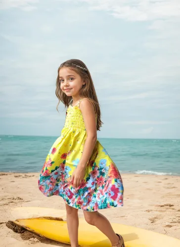 Vista 4 de Vestidos bohemios para niñas, floral, sin mangas, arcoíris, playa, con collar, 2-12T