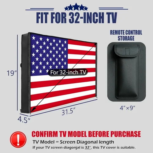 Vista 3 de IC ICLOVER Funda para TV de Exterior de 32 Pulgadas, 600D Resistente de Servicio Pesado para 4 Estaciones a Prueba de Intemperie, Protector
