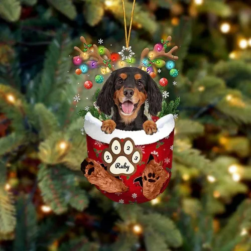 Vista 182 de Adornos personalizados de Pug cervatillo – Decoración personalizada para árbol de Navidad con patas de bolsillo de nieve
