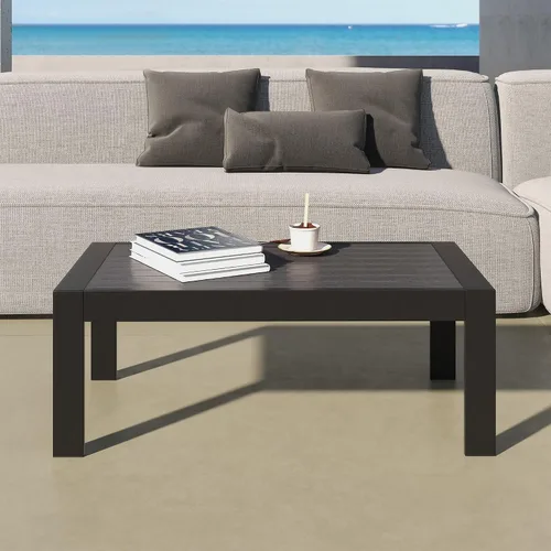 Vista 4 de Mesa de centro de aluminio para todo tipo de clima, mesa de centro moderna para exterior, mesa de centro rectangular para patio y balcón y jardín