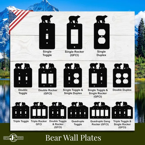Vista 3 de Bear - Placa de pared dúplex individual (potencia única, negra) - Fabricado en Estados Unidos