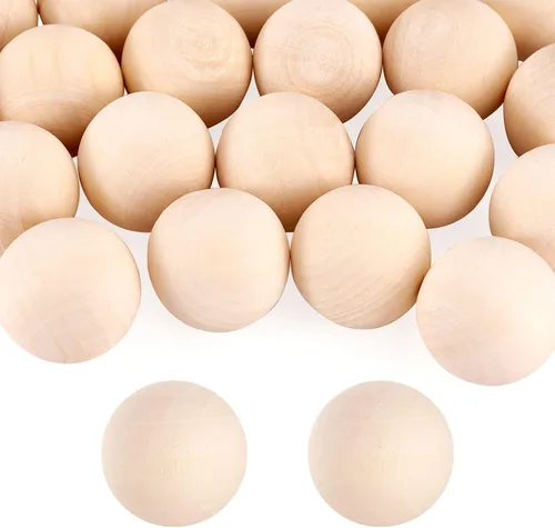 Vista 8 de Craftdady 50 bolas de madera redondas naturales de 0.748-0.787 in de 3/4 pulgadas de madera dura sin terminar, esferas decorativas de madera sin