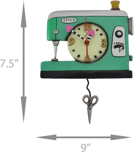 Vista 4 de Allen Designs Reloj de pared de péndulo para máquina de coser de puntada