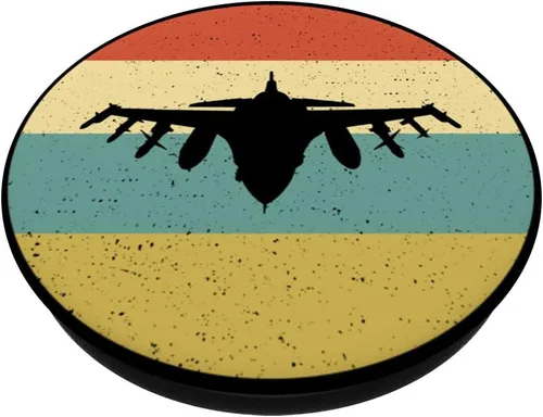 Vista 2 de Fighter Plane Vintage Retro Pilot Gift Idea Man PopSockets Swappable PopGrip