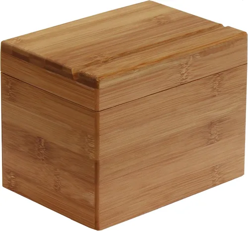 Vista 6 de Oceanstar Bambú – Caja de recetas con divisores, color natural.