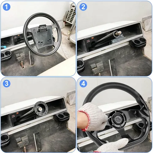 Vista 8 de Volante para carrito de golf, compatible con EZGO TXT RXV, Club Car DS Precedent Tempo, Yamaha G2-G29 para la mayoría de los carritos de golf