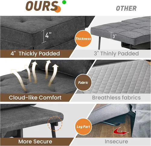 Vista 11 de Sofá de cama otomano 4 en 1, silla convertible para cama