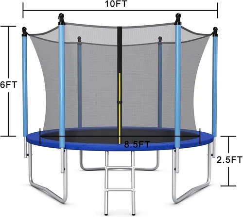 Vista 7 de Giantex Trampolín para niños y adultos, aprobado por ASTM 8, 10, 12, 14, 15, 16 pies, trampolín grande con escalera, tubos de acero de grosor