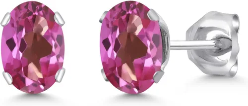 Vista 10 de Gem Stone King Oval Stud Earrings For Women Men 925 Sterling Silver Oval 6X4MM Gemstone Birthstone Fine Jewelry for Her Him Mom Dad Wife