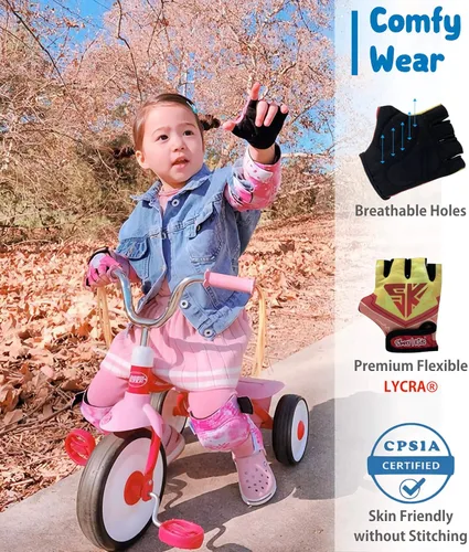 Vista 4 de Guantes de bicicleta para niños equilibrados, bicicleta de montaña, ciclismo I, transpirables, sin dedos, guantes de ciclismo con cojines extra