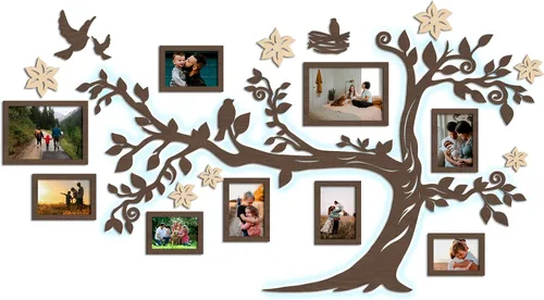 Vista 16 de JustLikeWood 39 x 22 pulgadas Calcomanía de Pared Grande de Árbol Genealógico de Madera para Decoración del Hogar con Marco de Fotos Estándar