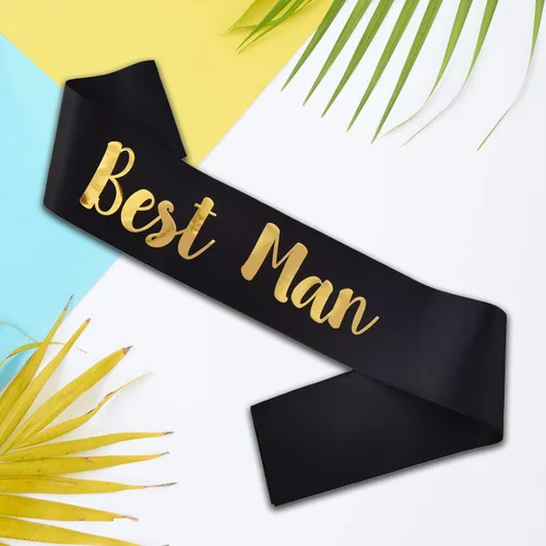 Vista 3 de Banda para el mejor hombre, divertidas fajas de despedida de soltera para despedida de soltero, accesorios para padrinos de boda