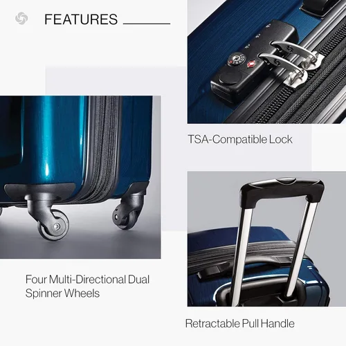 Vista 262 de Samsonite Winfield 2 Equipaje rígido con ruedas giratorias, Azul profundo, Juego de 3 piezas (20/24/28)