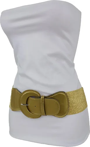 Vista 9 de TFJ - Cinturón ancho para mujer, cintura elástica, cintura alta, color dorado, hebilla grande