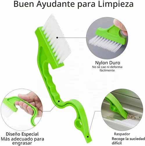 Vista 2 de Asltw - Juego de cepillos de limpieza de cuello de cisne, 3 cepillos de mango en ángulo + 1 cepillo para hendiduras para ventanas, lechada, esquinas