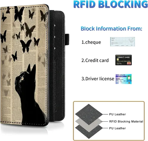 Vista 126 de Funda para chequera para hombres y mujeres, cartera de cuero RFID con ranuras para tarjetas de crédito, soporte de cheques duplicados personales