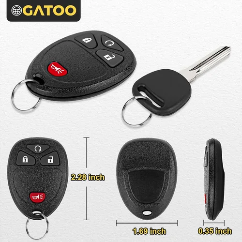 Vista 5 de Mando a Distancia de Reemplazo para Llave Sin Llave Compatible con 2007 2008 2009 2010 2011 2012 2013 Chevy Silverado Suburban Tahoe Avalanche