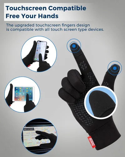 Vista 2 de Aegend Guantes de correr ligeros, guantes cálidos, guantes para mujer, guantes de pantalla táctil, guantes de ciclismo, deportes, guantes