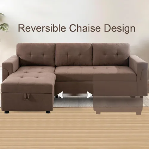 Vista 3 de Naomi Home Transforma Cualquier Espacio: Sofá Seccional Reclinable con Sofá Cama Convertible y Chaise Acogedora. Encuentra Comodidad Tranquila
