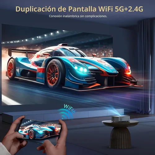 Vista 5 de [Compatible con Netflix y Dolby Audio] Proyector inteligente con WiFi6 y Bluetooth5.3, enfoque eléctrico y corrección automática keystone