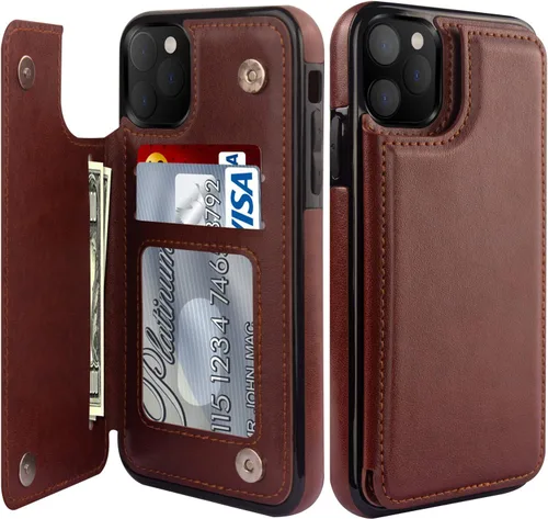 Vista 13 de LETO para iPhone 15 Pro Funda tipo cartera - Tapa tipo folio con patada - Diseños de moda - Tarjetero - Funda protectora para mujeres y niñas - 6.1