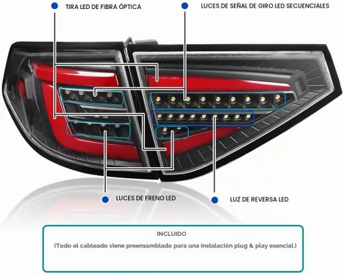 Vista 3 de SPEC-D TUNING - Luces traseras secuenciales negras con barra LED roja