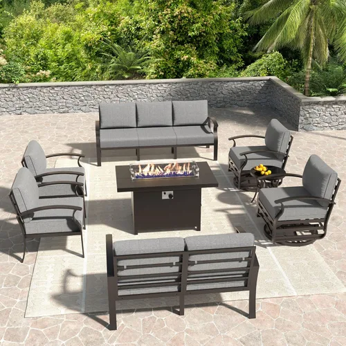 Vista 9 de Kullavik Juego de muebles de patio al aire libre de aluminio con cojines Arena