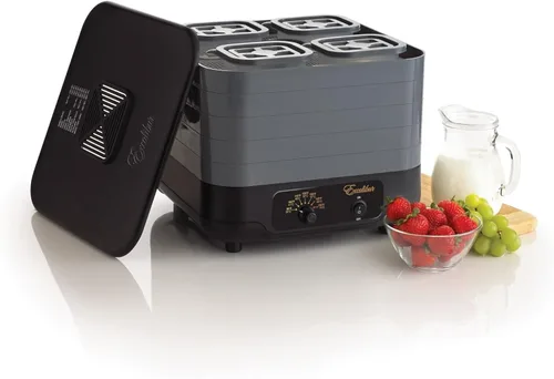 Vista 4 de Excalibur ECB50B EZ Dry - Deshidratador eléctrico apilable de 5 bandejas con control de temperatura con sensor de calor, incluye pantallas de malla