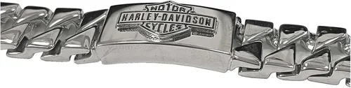 Vista 2 de Harley-Davidson Men's Long Bar & Shield Steel ID Curb Link Bracelet HSB0142