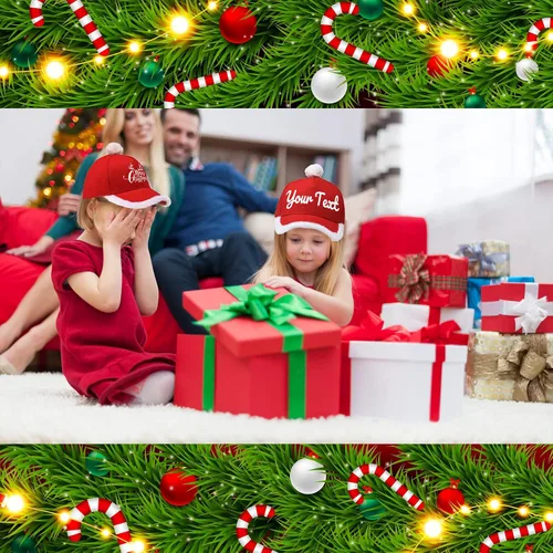 Vista 4 de Sombrero de béisbol de Papá Noel de Navidad, sombrero de disfraz de Papá Noel con pompón de piel mullida