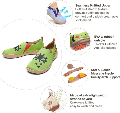 Vista 4 de UIN Mocasines para hombre, zapatos de viaje, sin cordones, de punto, casuales, ligeros, cómodos, de moda, zapatos deportivos Love Confession Toledo