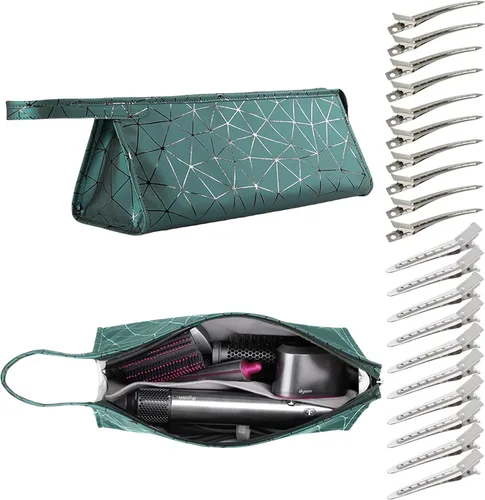 Vista 9 de Funda de viaje de cuero PU compatible con Dyson Airwrap Styler/Shark Flexstyle, funda de transporte portátil para secador de pelo Dyson Supersonic