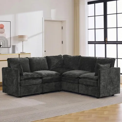 Vista 54 de Otomana cuadrada grande de 27 pulgadas con almacenamiento, reposapiés tapizado moderno con patas antideslizantes para sofá, mesa de café, sala