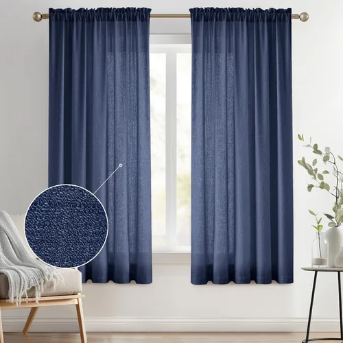 Vista 38 de Melodieux Cortinas de Niveles Semitraslúcidas Negras de 24 Pulgadas de Largo para Cocina, Cafetería, Dormitorio, Ventanas Pequeñas, Aspecto de Lino