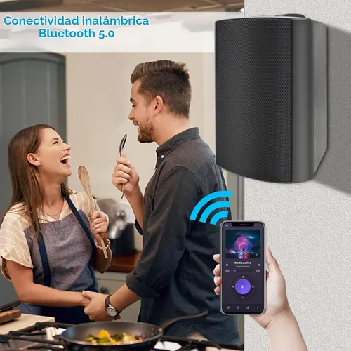 Vista 2 de Herdio Altavoces Bluetooth para Exteriores de 6.5 Pulgadas Impermeables con Graves Potentes, Altavoces de Montaje en Pared Cableados Resistentes a