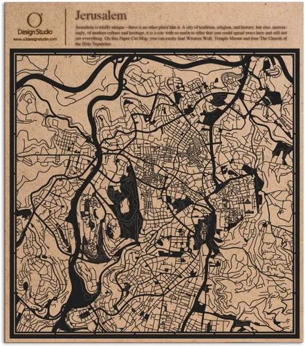 Vista 74 de O3 Design Studio Abu Dhabi - Mapa de corte de papel negro (12 x 12 pulgadas)