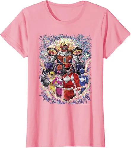 Vista 6 de Power Rangers Mighty Morphin' Megazord Starry Night Poster Camiseta