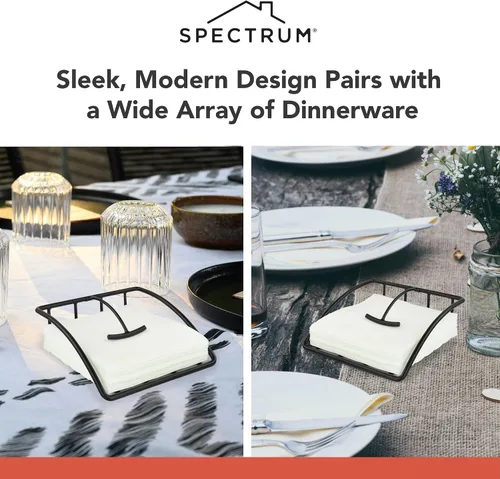 Vista 5 de Spectrum Servilletero europeo para mesa, organizador de cocina, para mostrador, mesa de comedor, moderno dispensador de servilletas plano de metal
