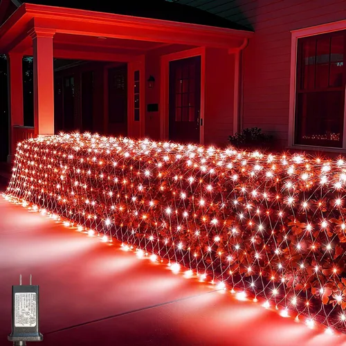 Vista 16 de LitHome Luces de red de Navidad de 14.8 x 5 pies, 300 luces LED de red blanca cálida, 8 modos de conexión, malla gigante impermeable de Navidad