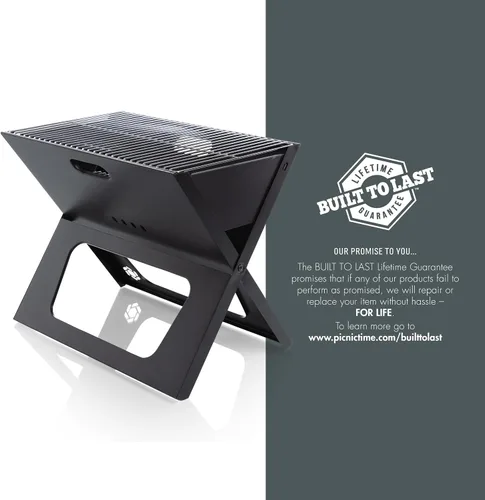 Vista 7 de PICNIC TIME X-Grill 2.0 - Parrilla portátil, barbacoa de carbón para campamento (negro)