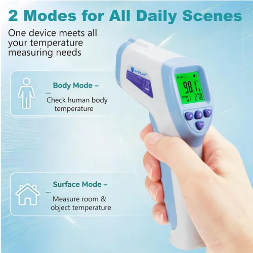Vista 3 de Termómetro digital infrarrojo temporal de grado médico sin contacto para adulto/bebé/niño/bebé/enfermera. Amplim mejor temperatura de la fiebre