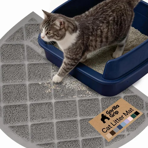 Vista 62 de GORILLA GRIP Tapete para caja de arena para gatos, resistente al agua, respaldo texturizado, fácil de limpiar, menos residuos y suelos limpios, 17 x