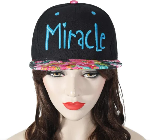 Vista 3 de ZLYC - Gorra de béisbol para mujer con impresión Tropical Floral neón con palabra Bordada - Snapback
