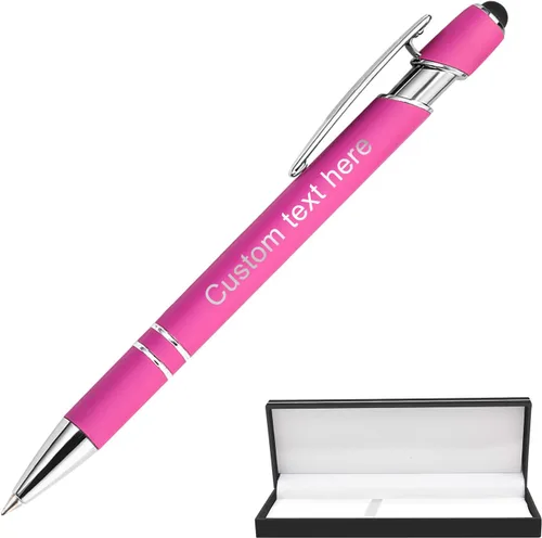 Vista 34 de Bolígrafos personalizados a granel con punta de lápiz capacitivo, bolígrafos personalizados de 0.020 in con nombre, logotipo o mensaje grabado