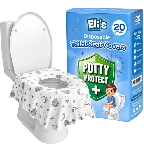 Vista 9 de Eli with Love - Juego de 20 fundas desechables extragrandes para asiento de inodoro (floral) para niños pequeños para una cobertura completa